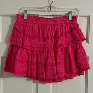 LoveShackFancy Heritage ruffle pink mini skirt